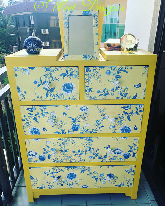 Solid Wood Chinoiserie French Asian Vanity Unit