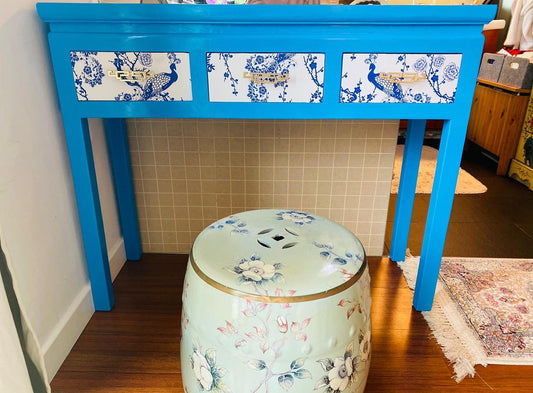 Chinoiserie Peacock Bedroom Suite Side Table