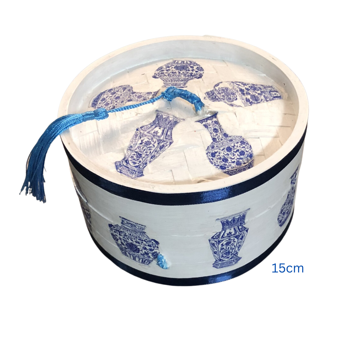 Bamboo Dim Sum Steamer - Blue and White Chinese Vase